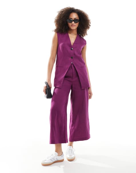 Scalpers - Veste sans manches unie en lin - Violet - view 1