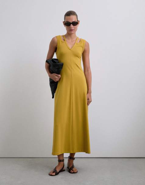 Scalpers - Vestito color senape in jersey con spalline doppie - view 1