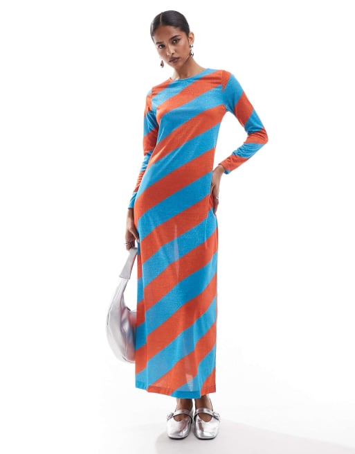 Scalpers - Vestito in jersey lurex arancione a righe