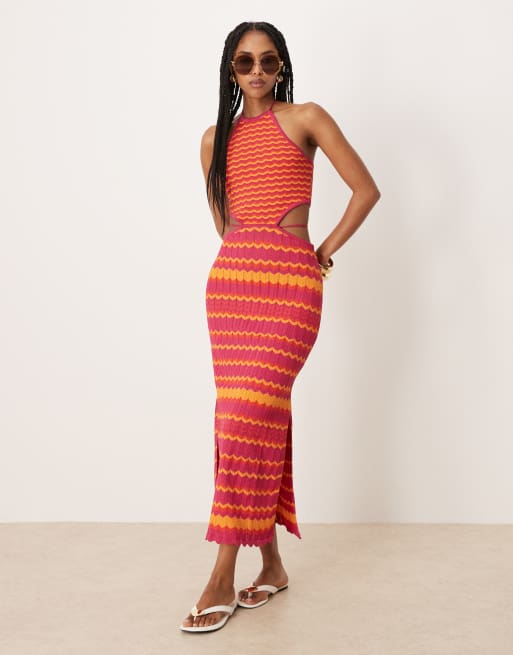 Scalpers - Vestito in maglia multicolore a zig-zag