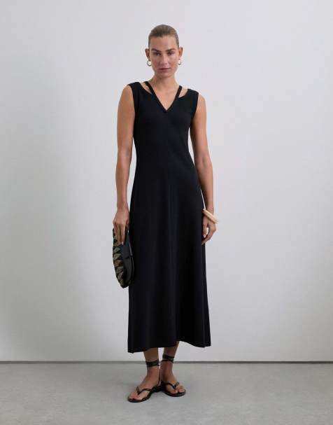 Scalpers - Vestito midi nero con cut-out - view 1