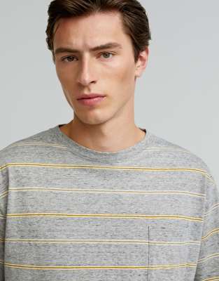 Vigore Striped Tee In Dark Mustard-Yellow