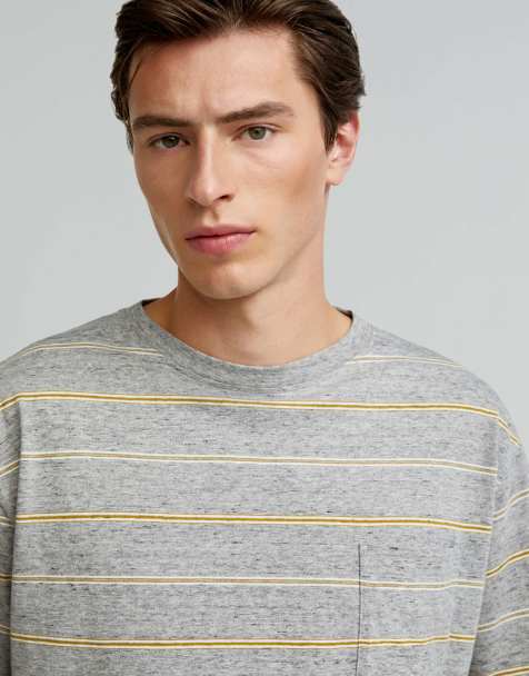 Scalpers – Vigore – T-Shirt in dunklem Senfgelb mit Streifen - view 1