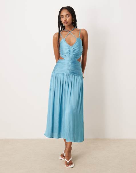 Scalpers - Wow - Robe nuisette avec liens noués au dos - Bleu - view 1