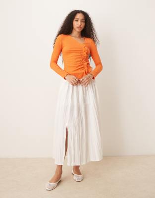 Scalpers Wrinkle Long Sleeve Tee In Orange