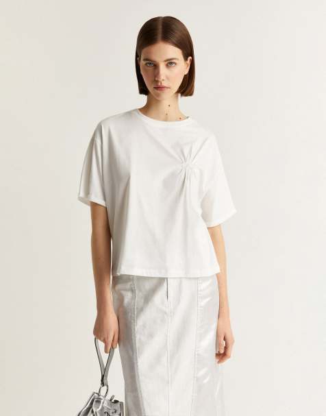 Scalpers wrinkled scoop t-shirt in white - view 1