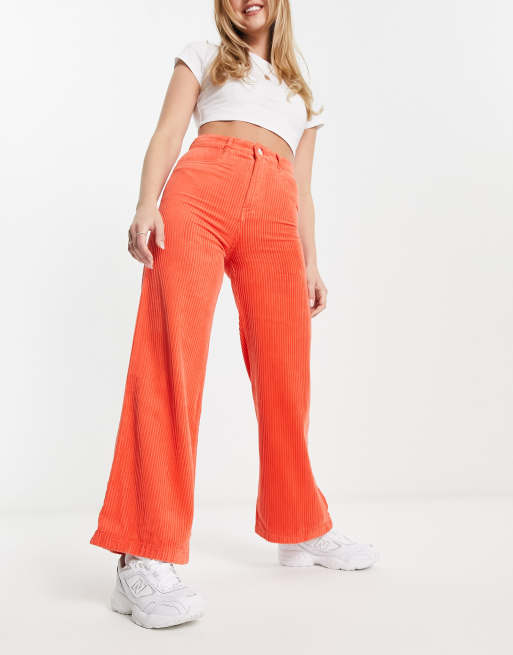 Scalpers – Yala – Cordhose in Orange mit weitem Schnitt