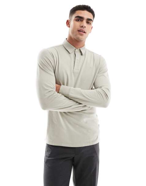 Scalpers - Zachte polo met lange mouwen in taupe - view 1