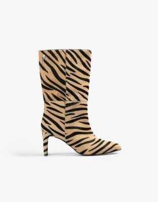 zebra boots in animal print-Multi