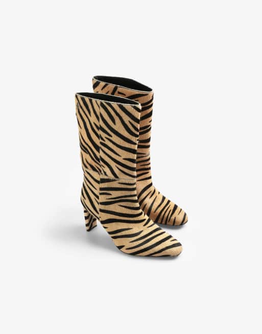 Scalpers zebra boots in animal print  