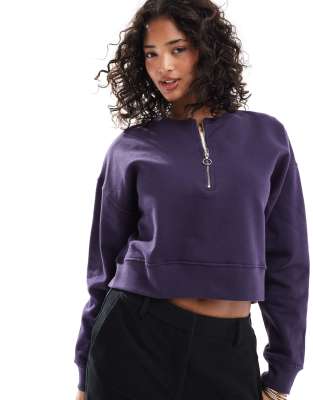 zipper sweater in purple