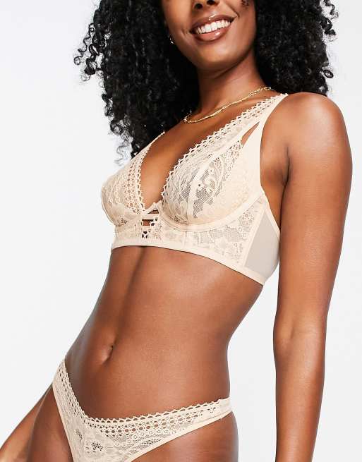 Scandale - Éco-lingerie - Reggiseno con scollo profondo beige in pizzo con  ferretto a vista