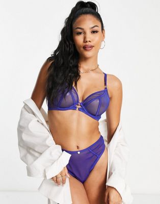 Scantilly by Curvy Kate Exposed mesh thong in ultraviolet