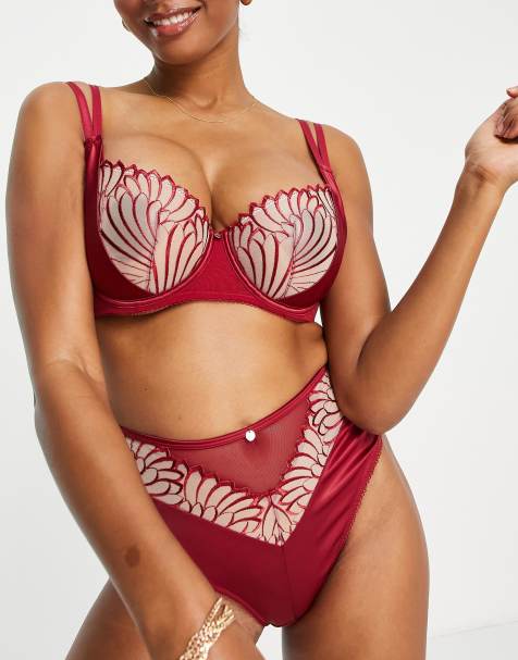 Scantilly by Curvy Kate Fallen Angel sheer embroidered non padded balconette bra in red - view 1