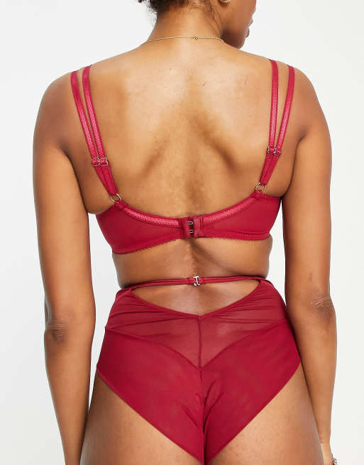 Scantilly by Curvy Kate Fallen Angel sheer embroidered non padded balconette bra in red, 2 of 4