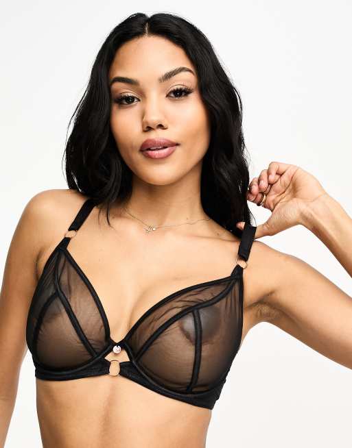 Scantilly Peek-A-Boo Lace Bra - Black - Curvy Bras