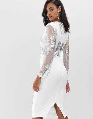 asos sequin white dress