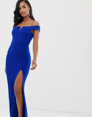 blue bardot maxi dress