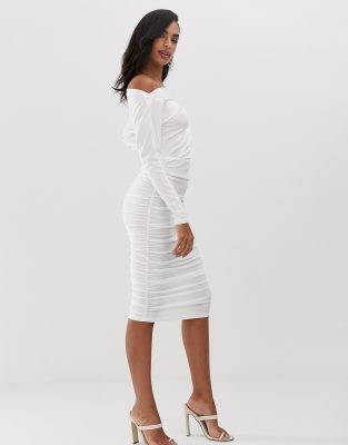 white jersey midi dress