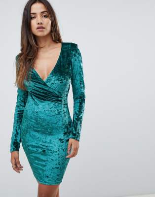 Scarlet Rocks velvet wrap dress in teal | ASOS