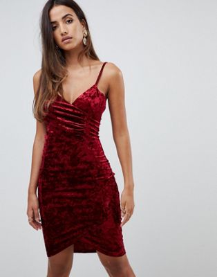 crushed velvet red dress