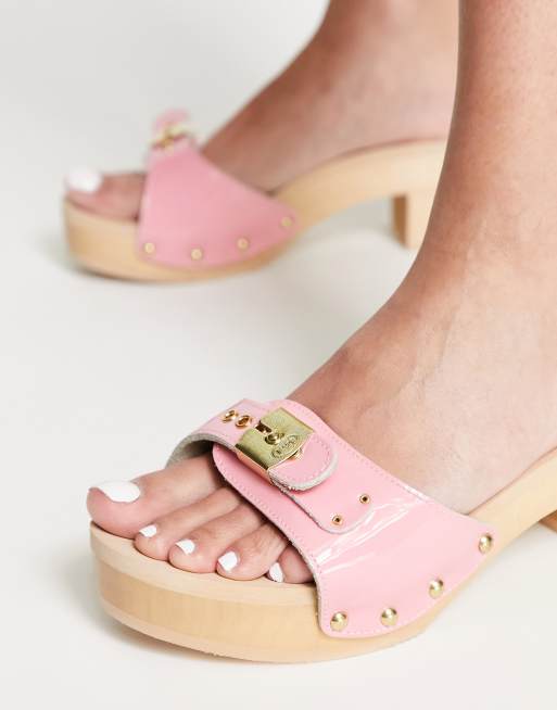 Scholl – Iconic – Pescura Ibiza – Rosa exklusiva träskor av vinyl och läder med klack, 2 av 4