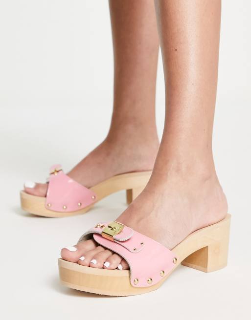 Scholl – Iconic – Pescura Ibiza – Rosa exklusiva träskor av vinyl och läder med klack, 4 av 4