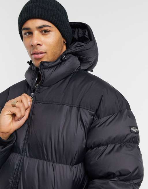 Schott 2190 MAX Schott Extra Long Hooded Puffer Jacket In Black ...