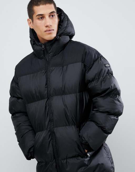 Schott black padded store longline hooded coat