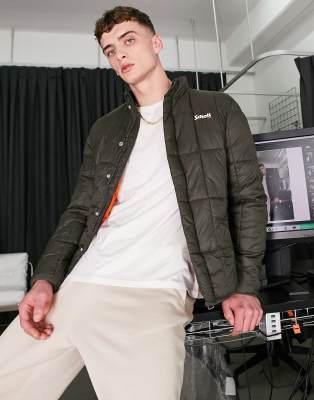 Schott Alabama lightweight square quilt puffer jacket in green - ASOS Price Checker