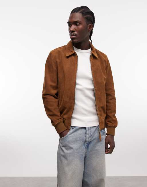 Schott - Bomber en daim véritable avec col - Rouille, 2 de 5
