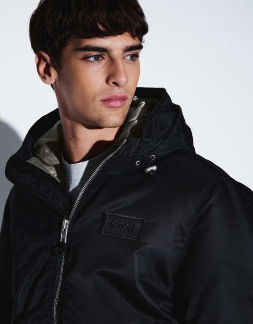 Schott cazadora bomber acolchada con capucha y corte boxy en negro, 2 de 5