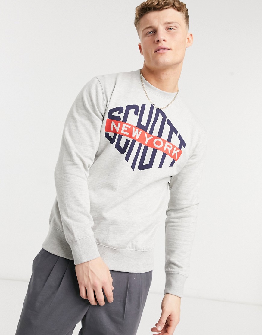 Schott crew neck sweatshirt with bold logo in grey