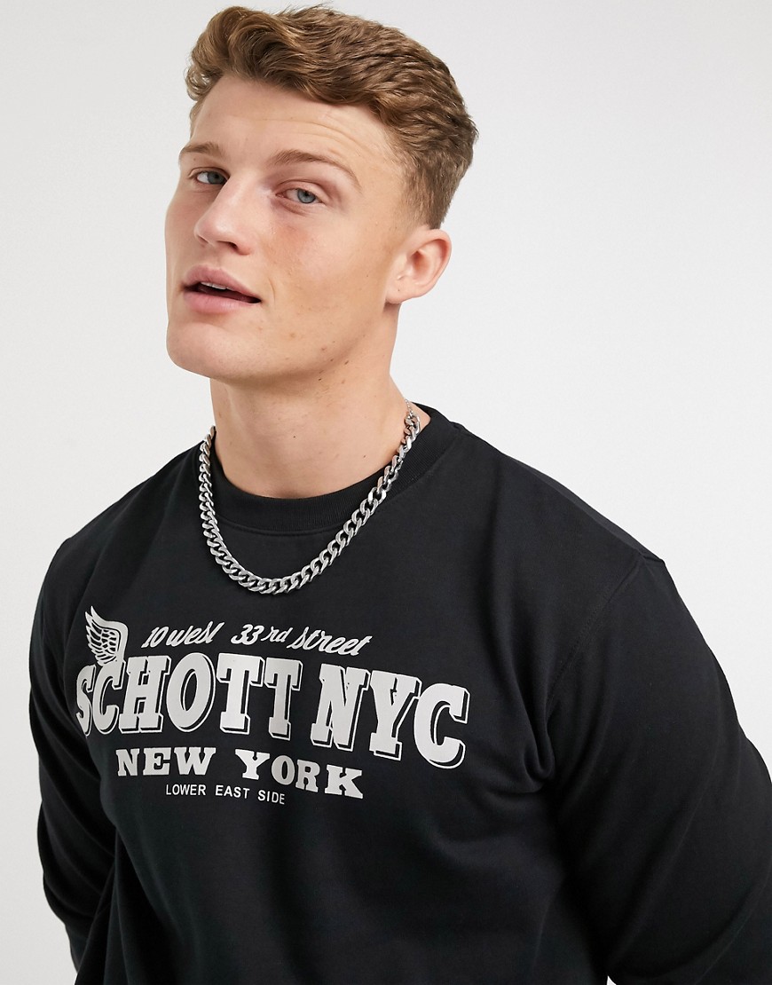 Schott crew neck sweatshirt with NYC logo in black