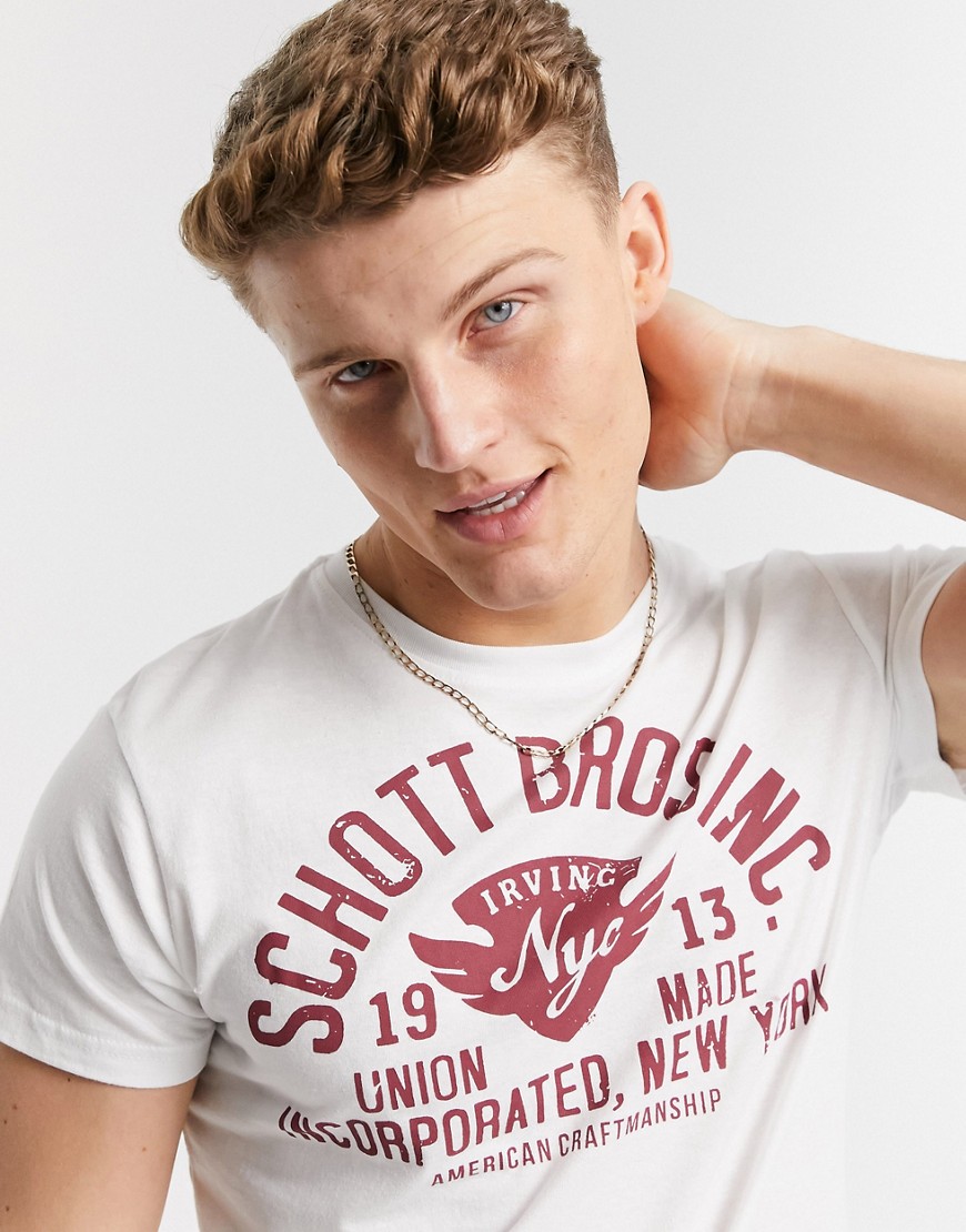Schott crew neck t-shirt with NYC print in white