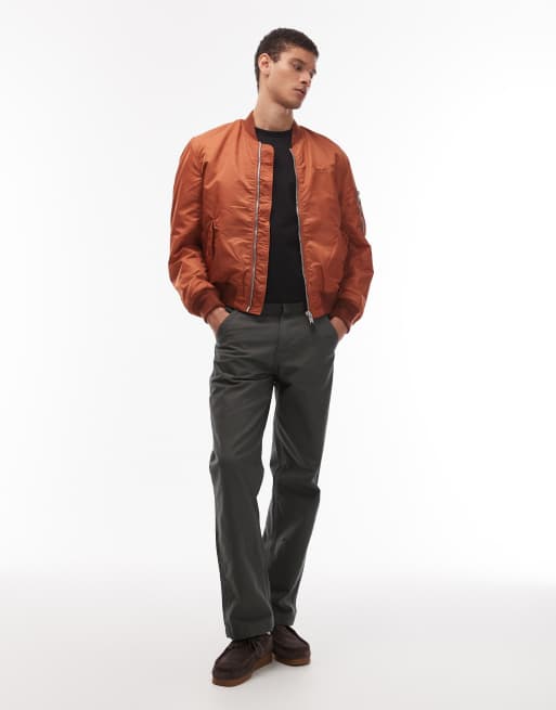 Schott - Cropped gewatteerd jack met zak met rits en ton-sur-ton logodetail in koper, 2 van 5