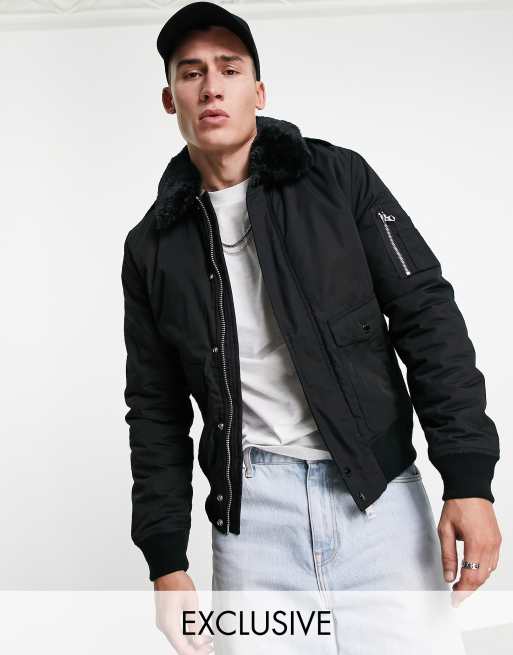 Schott Exclusive to Asos Air bomber jacket detachable faux fur collar ...