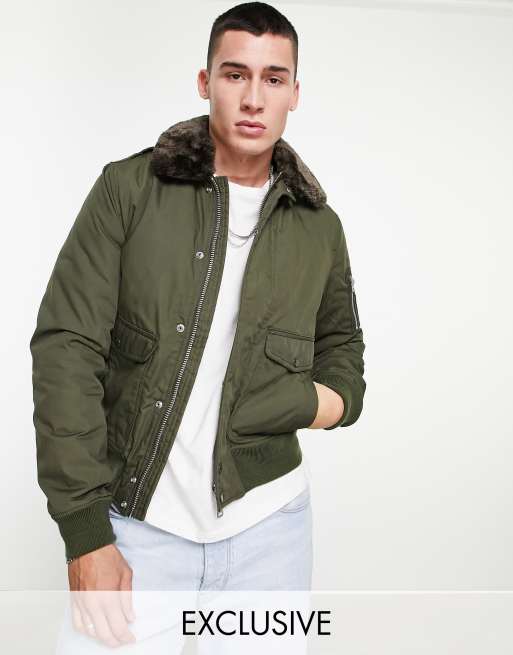 Mens flight jacket with hotsell fur collar