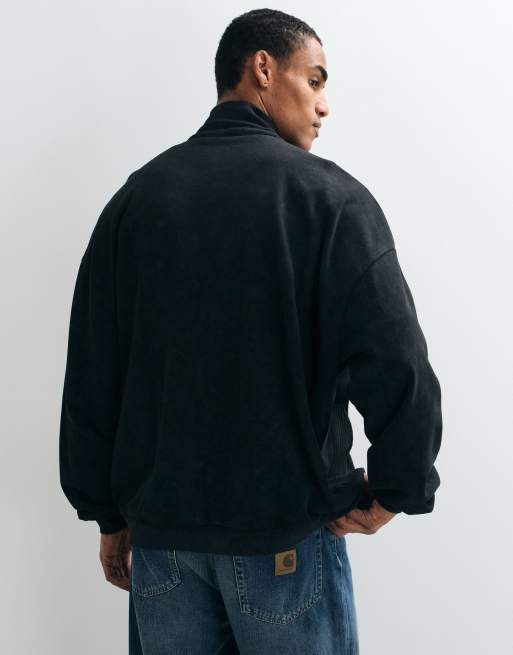 Schott giacca harrington in misto lana blu navy con toppa logo e dettaglio collo in pelliccia sintetica, 3 di 5