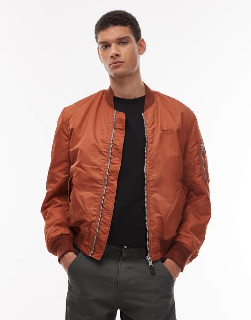 Schott - Giacca imbottita corta color rame con logo tono su tono e zip