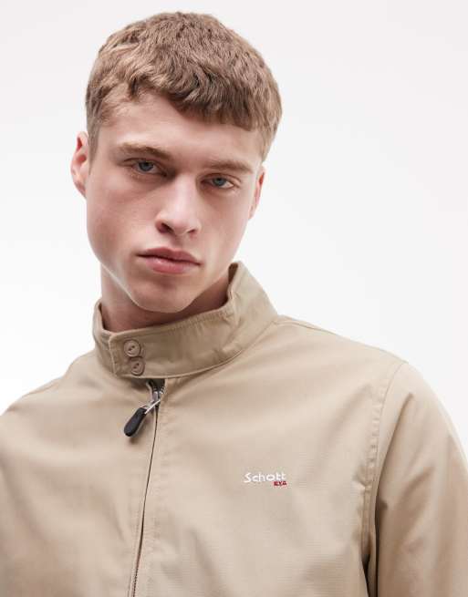 Schott - Harrington jack met logopatch in lichtbeige, 2 van 5
