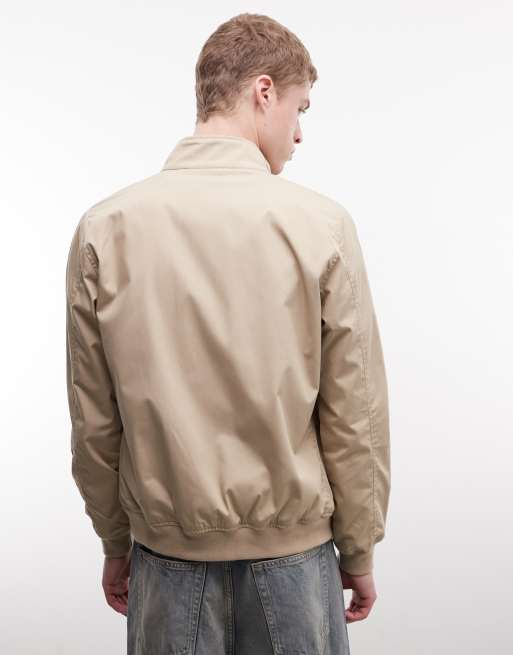 Schott - Harrington jack met logopatch in lichtbeige, 5 van 5