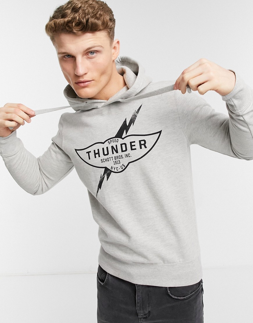 Schott - Hoodie met 'Thunder'-print in grijs