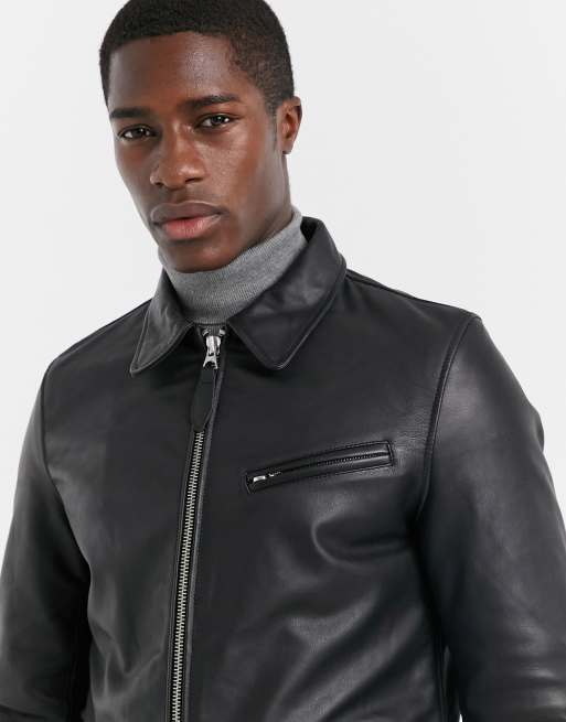 Schott leather jacket in black | ASOS