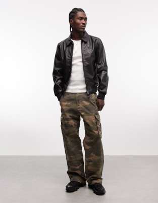 Schott Leather Jacket With Collar In Brown