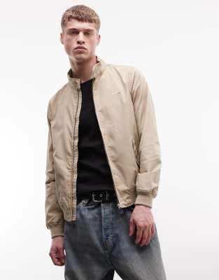Schott Logo Patch Harrington Jacket In Neutral