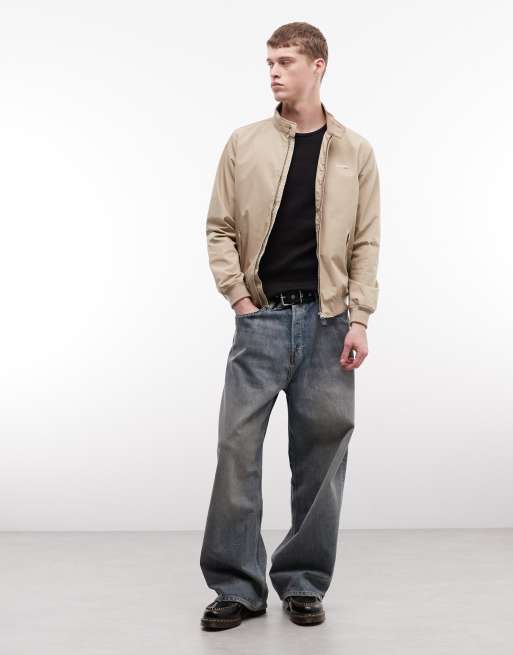 Schott - Lysbeige Harrington-jakke med logomærke, 3 af 5