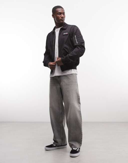 Schott - MA1 - Giacca bomber nera con tasca con zip e logo applicato, 2 di 5