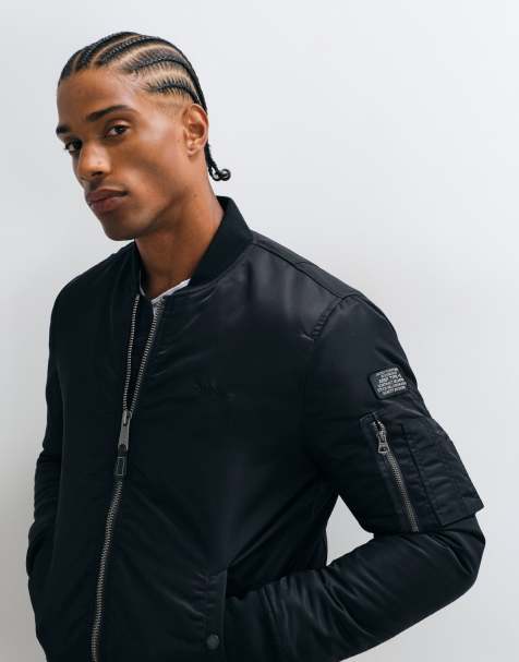 Schott padded nylon bomber jacket in black - view 1