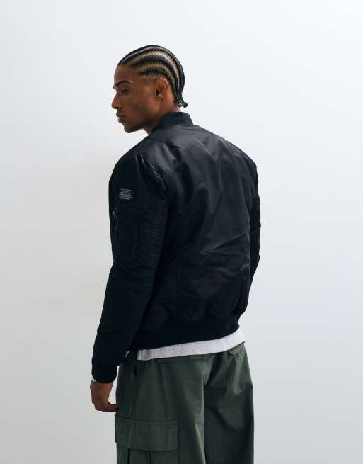 Schott padded nylon bomber jacket in black, 4 of 5